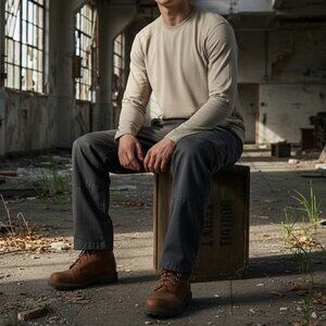 Drifire FR Tan Long Sleeve Flame Resistant Crew Neck Mens Shirt Size Medium